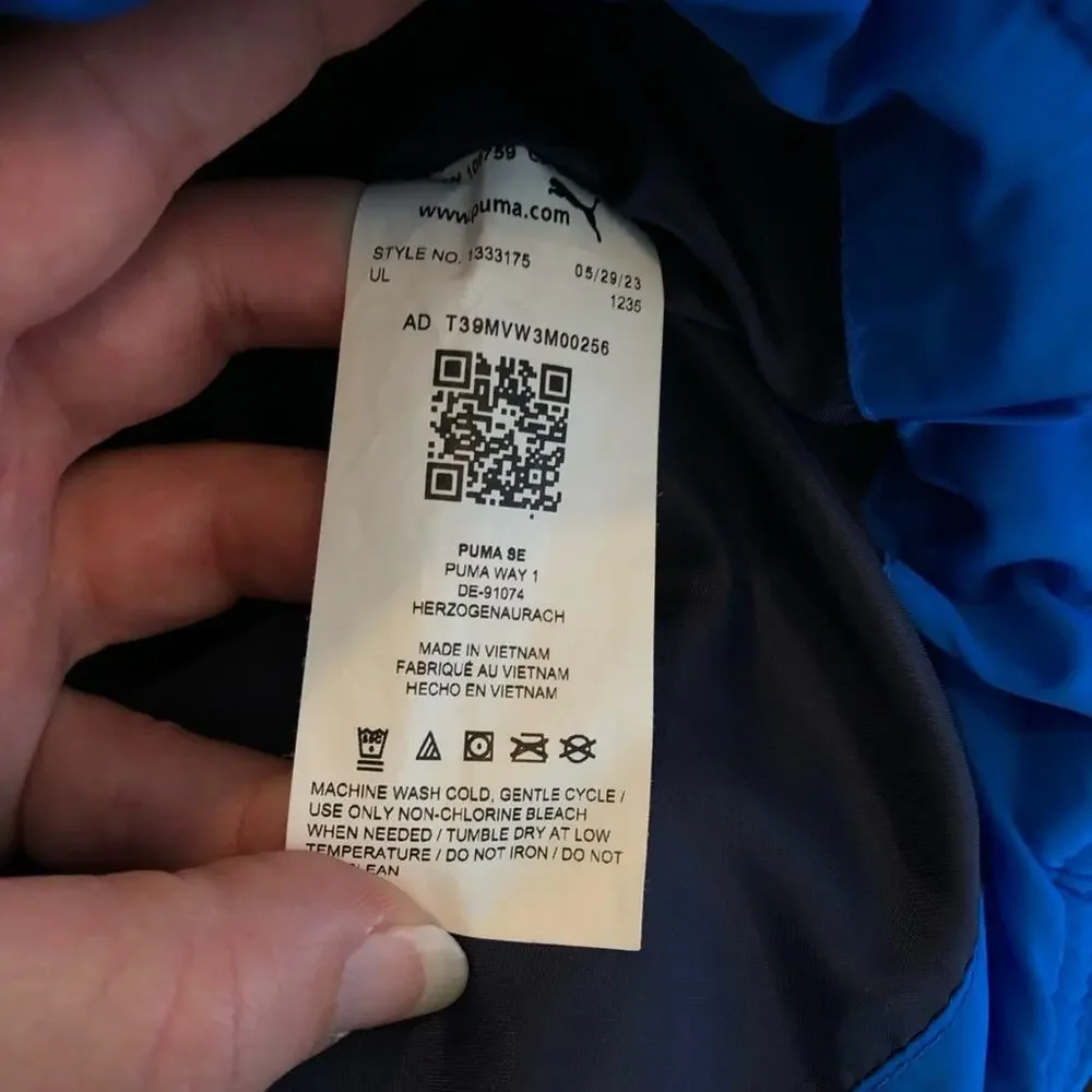Puma blue navy color block full zip puffer vest size Medium - Picture 8 of 9